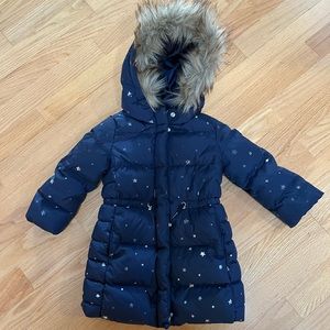 Baby gap 4T navy blue parka coat with detachable fur